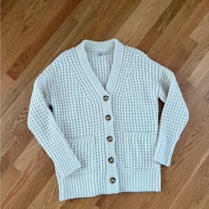 Faherty Cream Button-Up Oversized Cardigan XXS